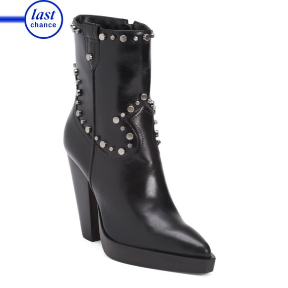 VINCE CAMUTO Other - VINCE CAMUTO Black Made In Brazil Leather Nanikshie Studded Heeled Boots